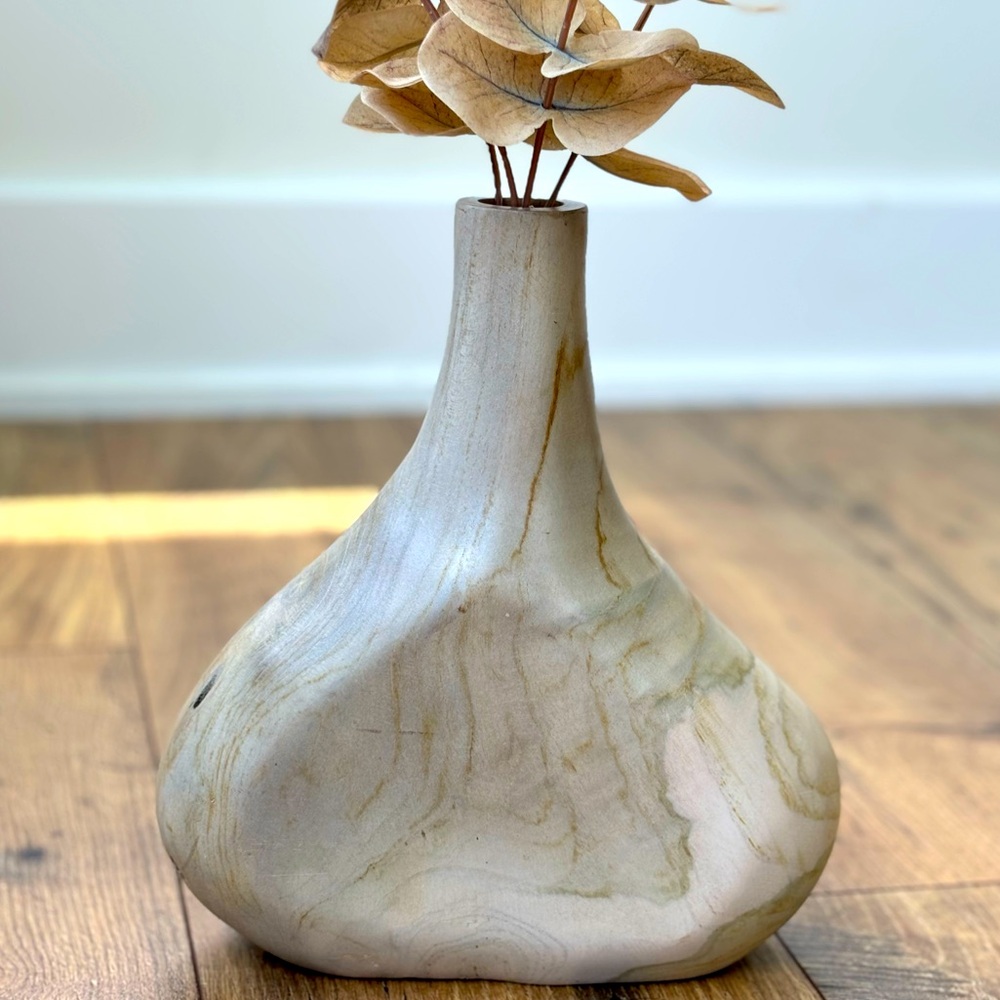 Polished and Marbled Wood Vase - Picture 2 of 4